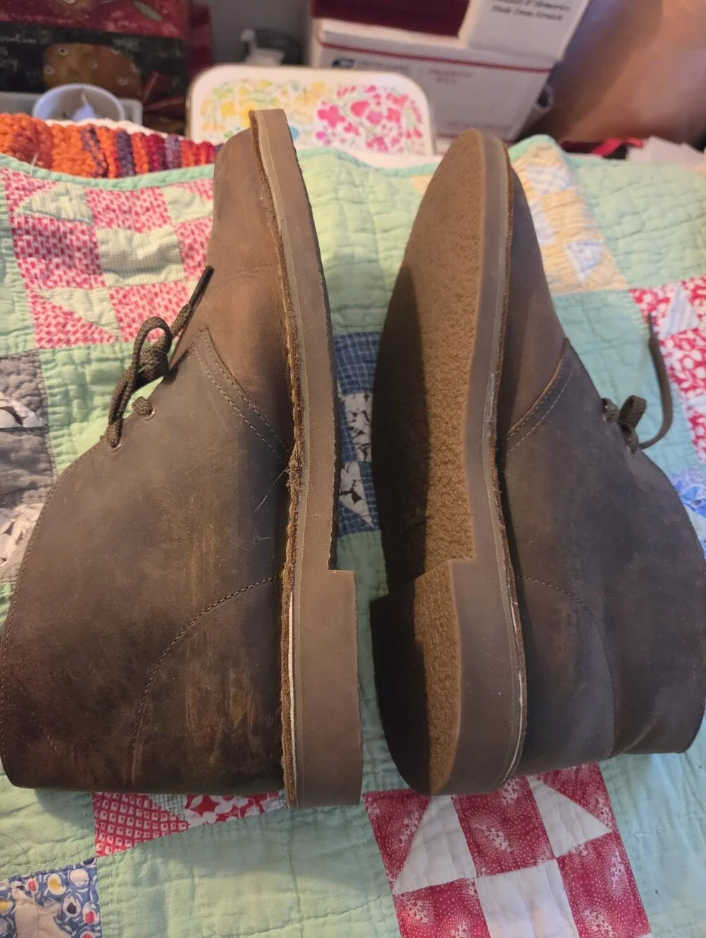 Clarks Collection Mens Distressed Brown Beeswax Leather Ortholite Comfy 11